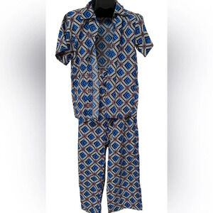 Vintage Geo Tribal print pants top set  M